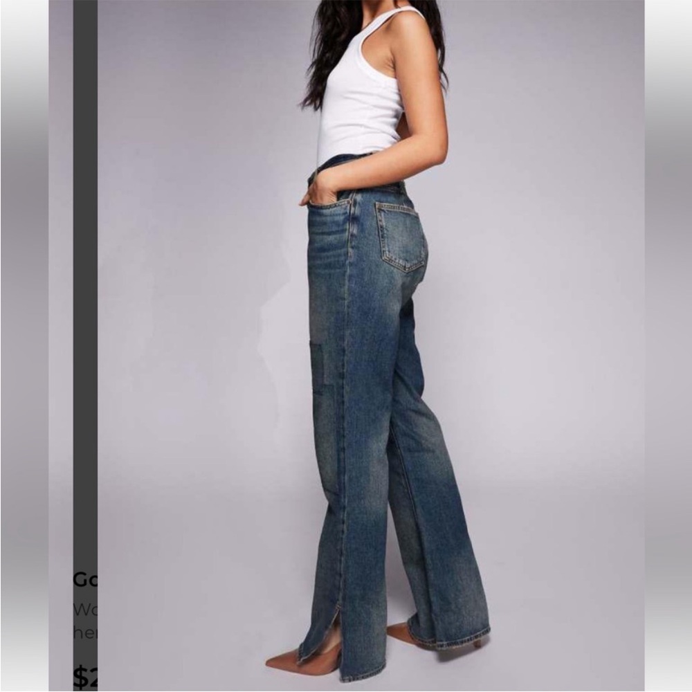 Good American The Khloé patchwork split hem jeans in vintage wash - Picture 3 of 7